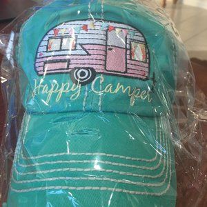 Distressed Happy Camper Adjustable Hat - NEW